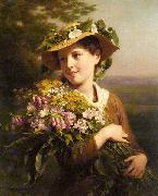 Fritz Zuber-Buhler Young Beauty with Bouquet oil painting
